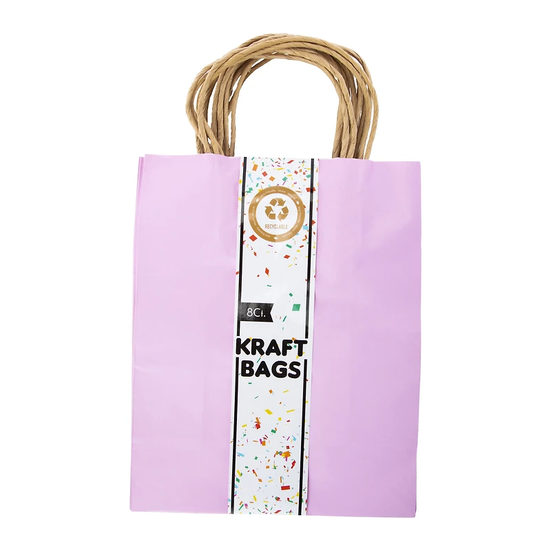 8-count pastel kraft gift bags