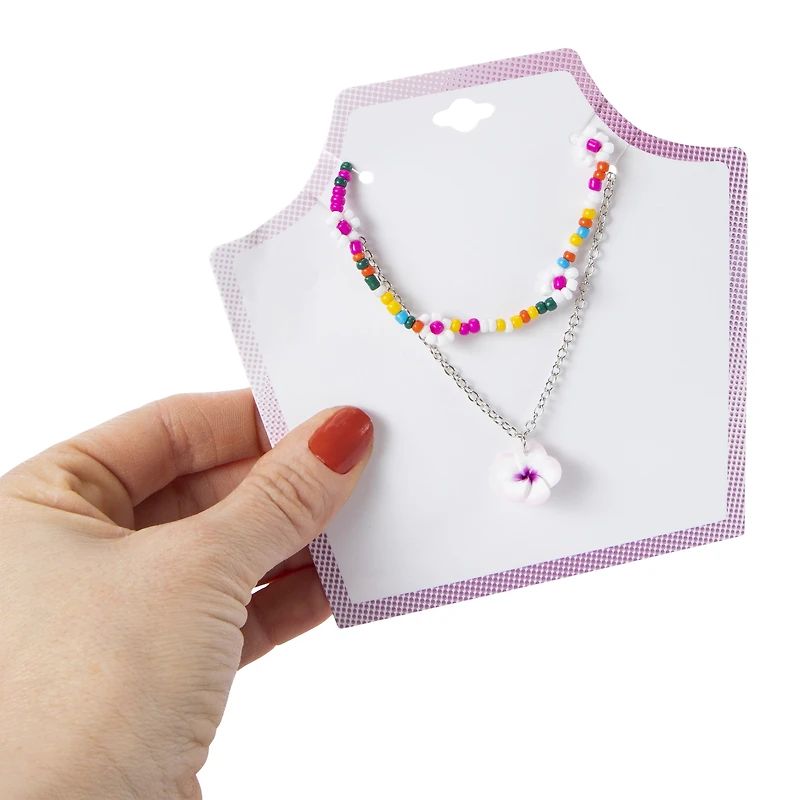 Layered Bead & Chain Necklace Set 3-Piece - Hibiscus
