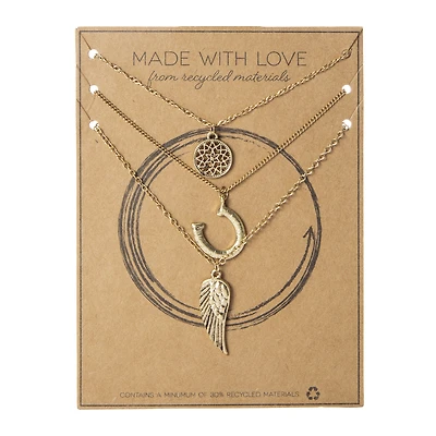 made with love recycled material necklaces 4-piece set