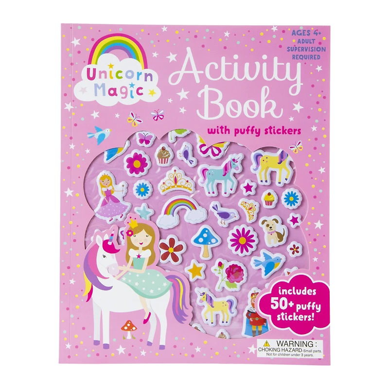 unicorn magic activity book with 50+ puffy stickers