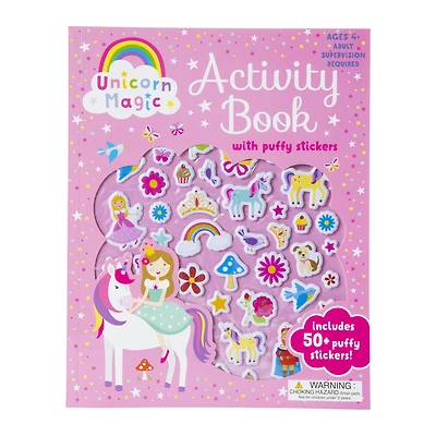 unicorn magic activity book with 50+ puffy stickers