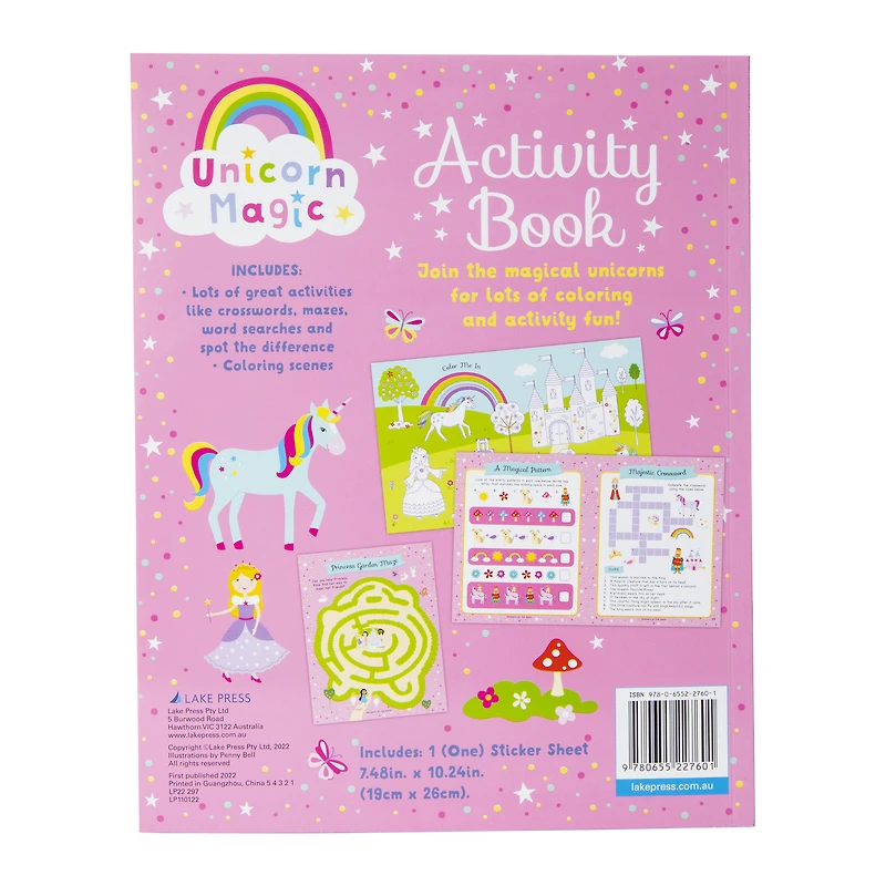 unicorn magic activity book with 50+ puffy stickers