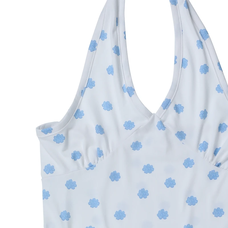 white floral halter dress