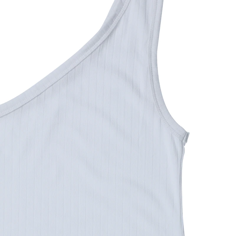 gray one-strap ribbed tennis dress