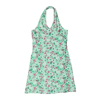 green floral halter dress