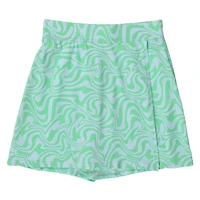 green swirl wrap skort
