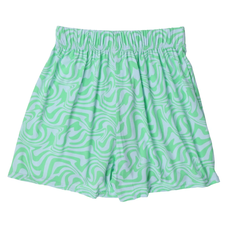 green swirl wrap skort