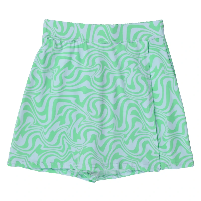 green swirl wrap skort