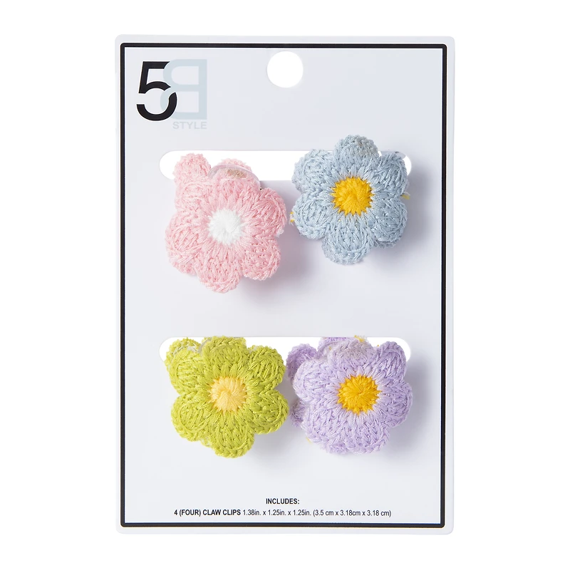crochet flower claw hair clips 4-pack