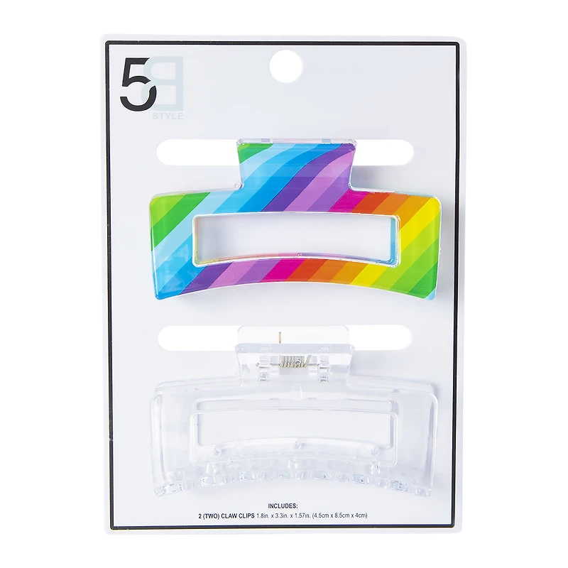 rainbow claw hair clips 2-pack