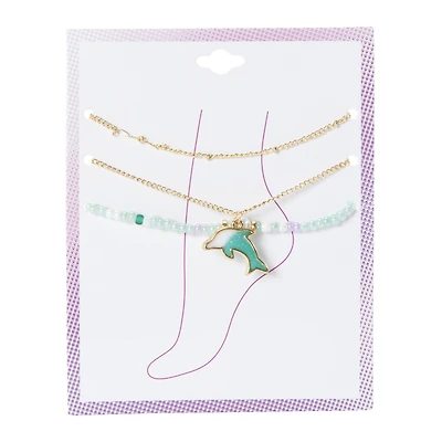 layered anklet set 3-piece