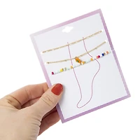 Layered Anklet Set 3-Piece - Flower