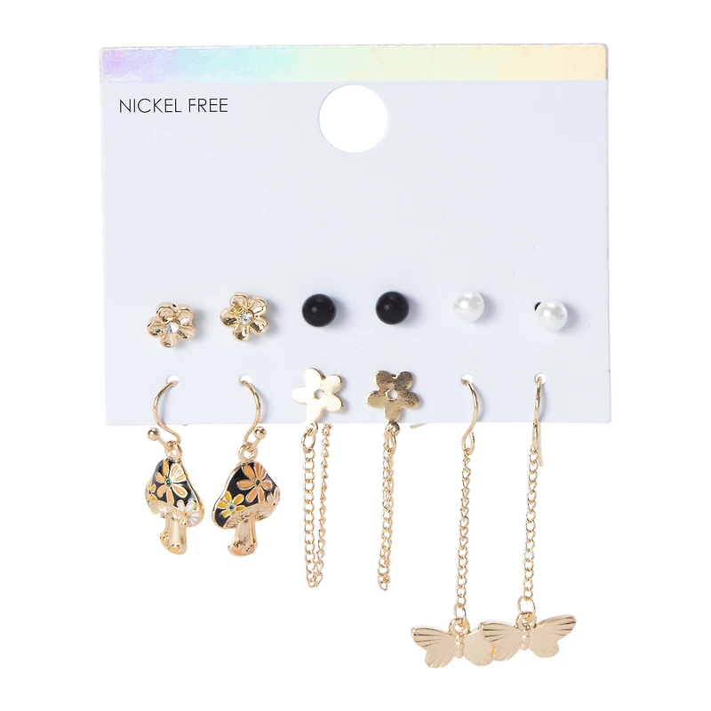 nature stud & dangle earrings 6-count