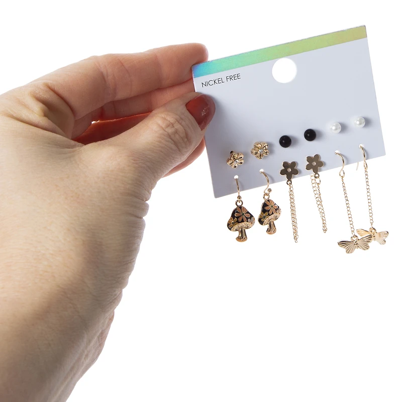 nature stud & dangle earrings 6-count