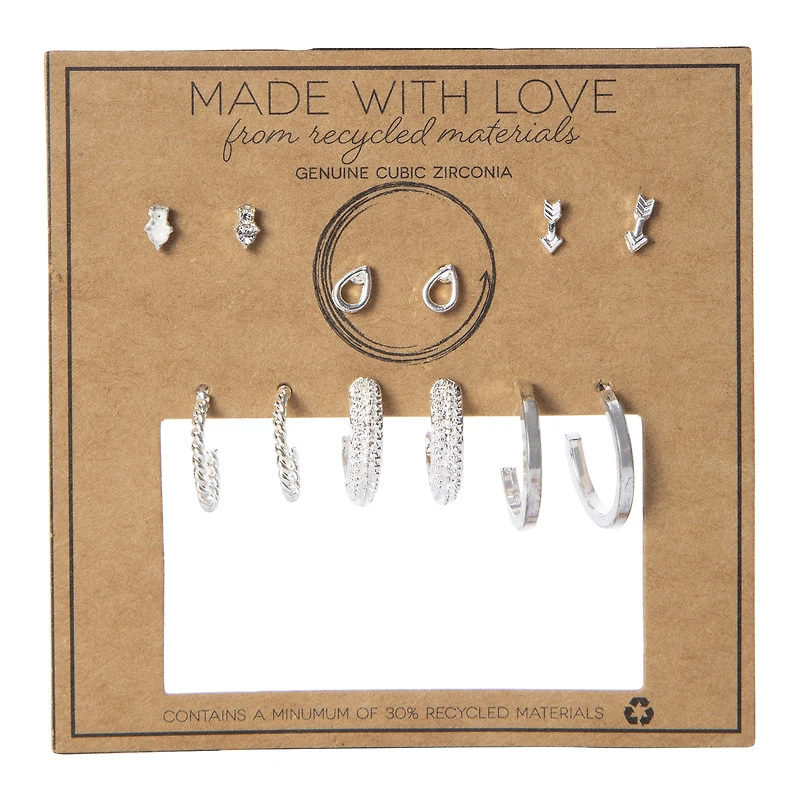 made with love recycled material earrings 6-count
