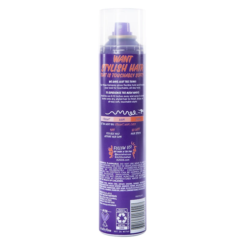 aussie mega flexible hairspray 10oz
