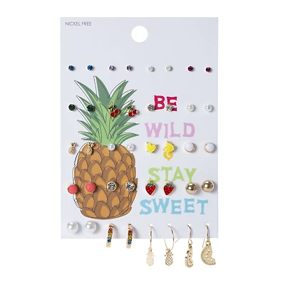 earrings, pack of earrings, stud earrings, hoop earrings, dangle earrings, rhinestone earrings, jewelry for teens