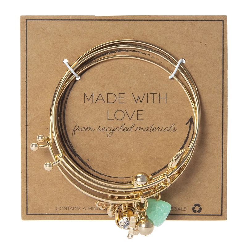 made with love recycled material bracelets 3-piece set