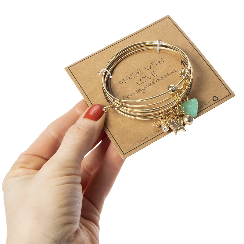 made with love recycled material bracelets 3-piece set