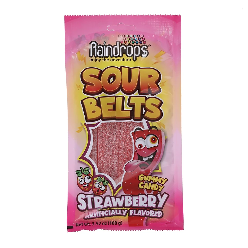raindrops® sour belts strawberry gummy candy 3.52oz