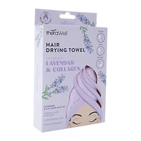 therawell® twirly hair drying towel - lavender & collagen
