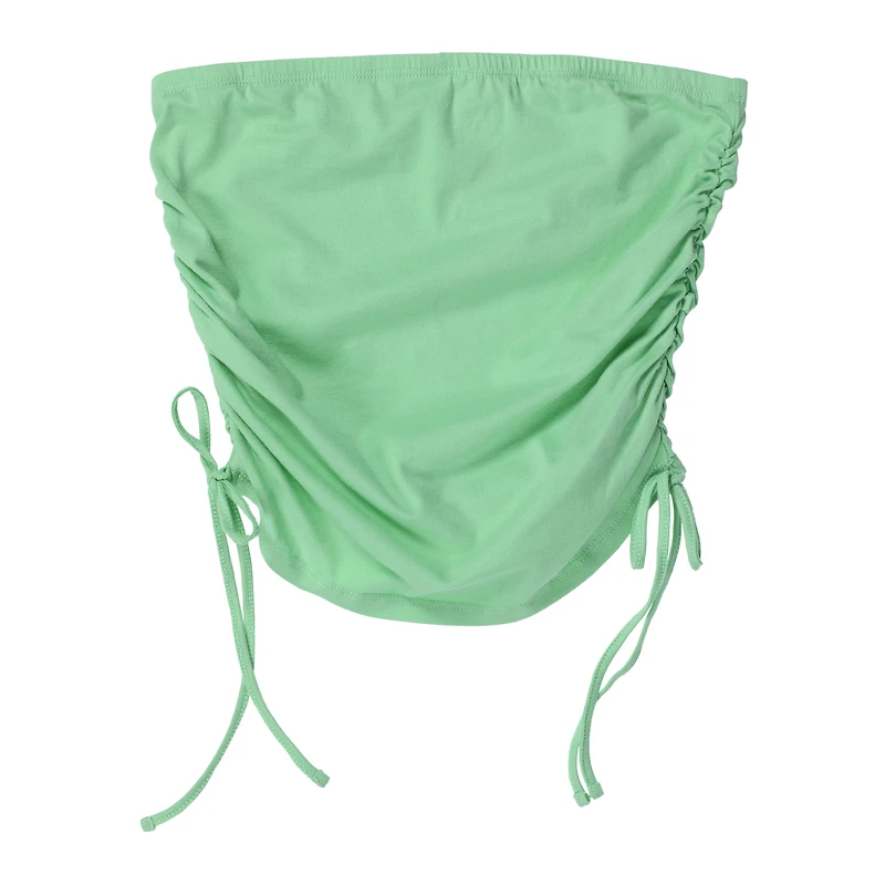 green ruched side-tie tube top