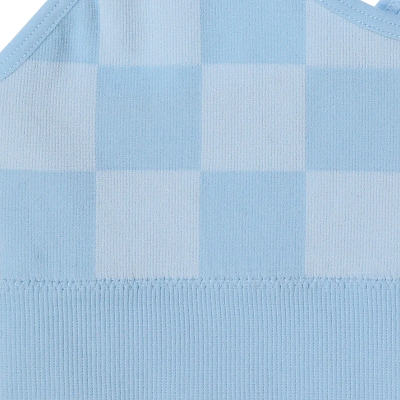 blue checker bralette