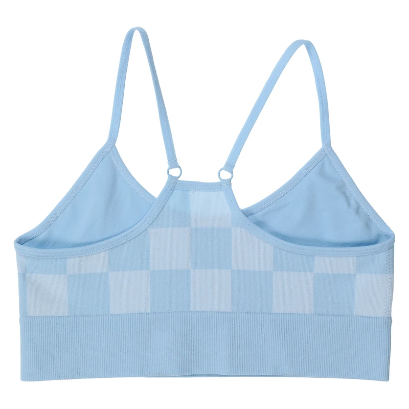 blue checker bralette
