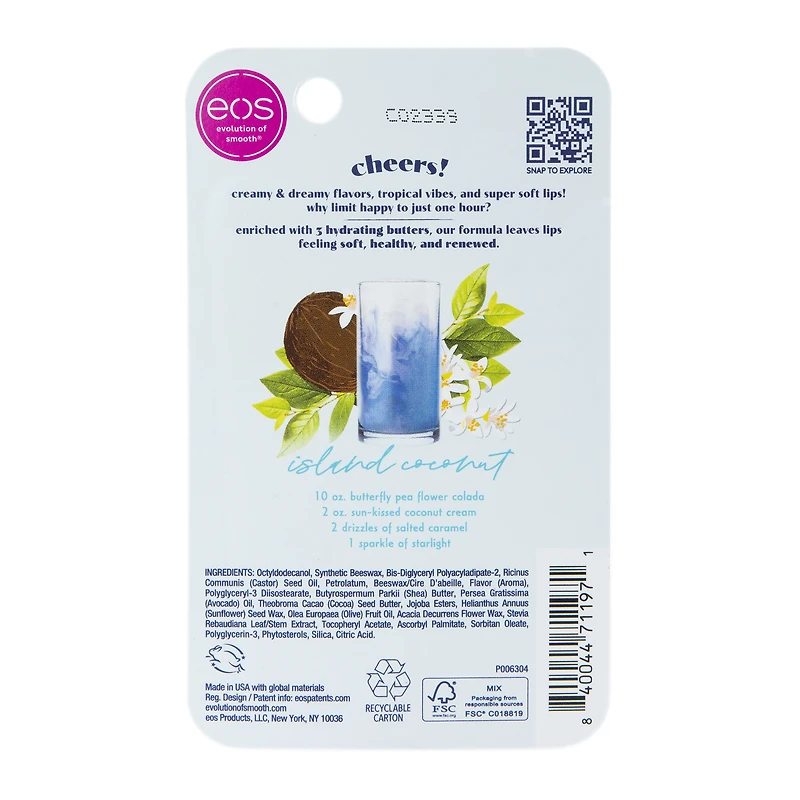 eos® island coconut 24h moisture lip butter