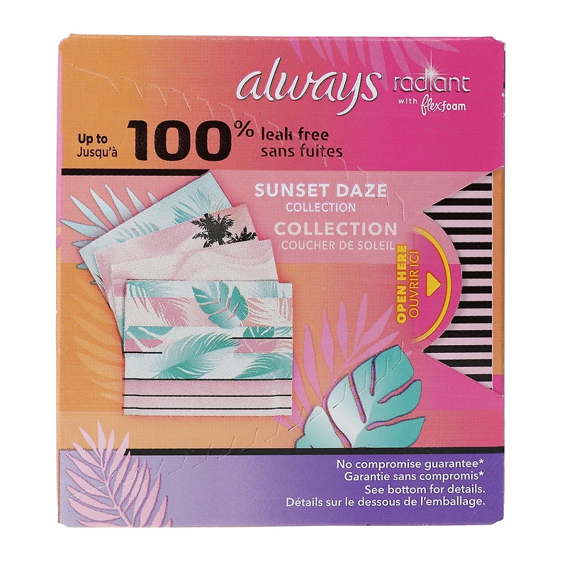 always® teen™ radiant with flex foam™ size 1 regular pads 14-count