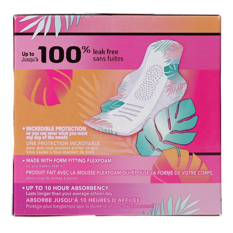 always® teen™ radiant with flex foam™ size 1 regular pads 14-count