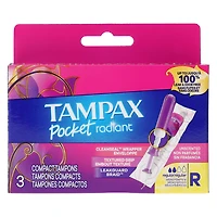 Tampax® Pocket Radiant™ Compact Regular Tampons 3-Count
