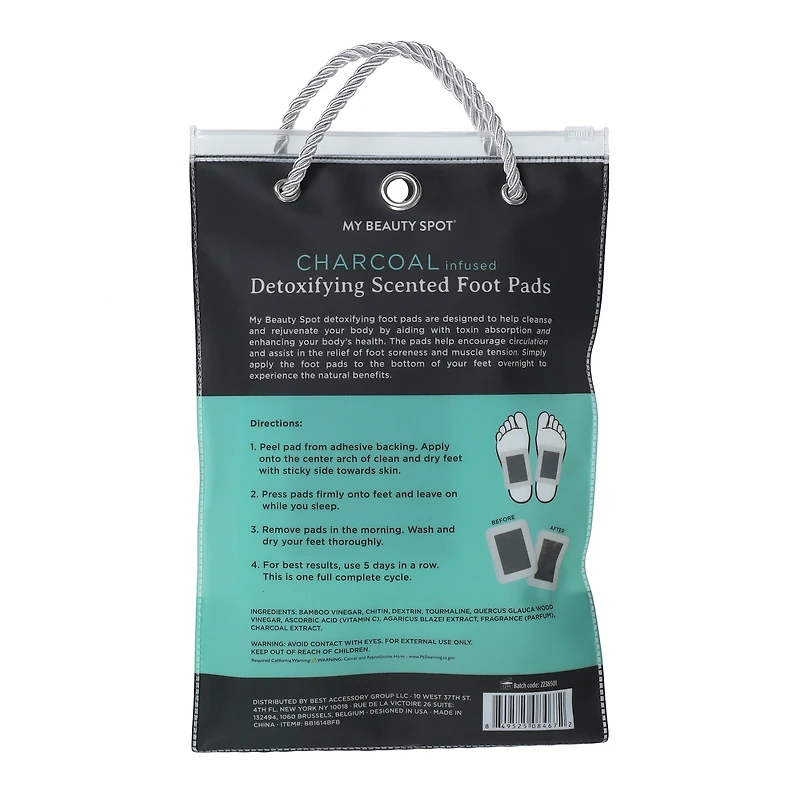 charcoal-infused detoxifying foot pads, 5 pairs | Five Belpw