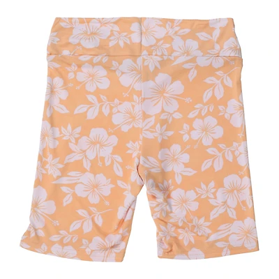 orange floral crossover bike shorts