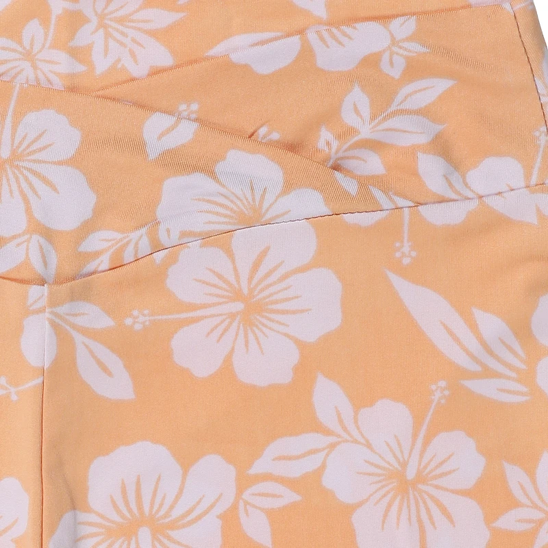 orange floral crossover bike shorts