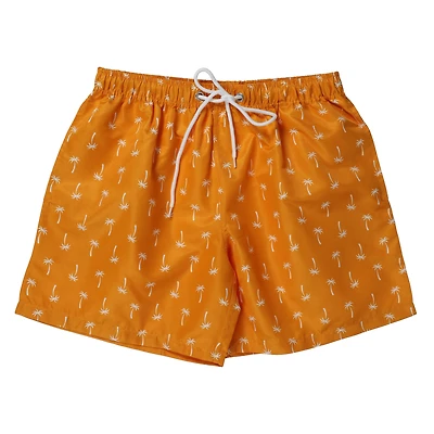 young mens orange palm tree swim shorts
