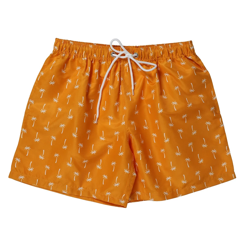 young mens orange palm tree swim shorts