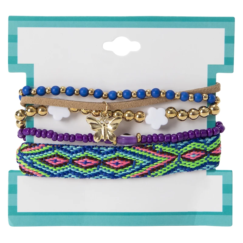 festival fun 5-piece bracelet set - red smile