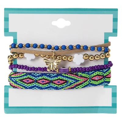 festival fun 5-piece bracelet set - red smile