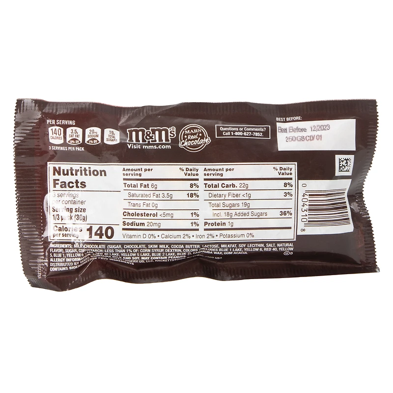 m&m's® milk chocolate candies share size® bag 3.14oz