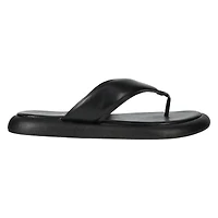 ladies green vegan leather flip flops