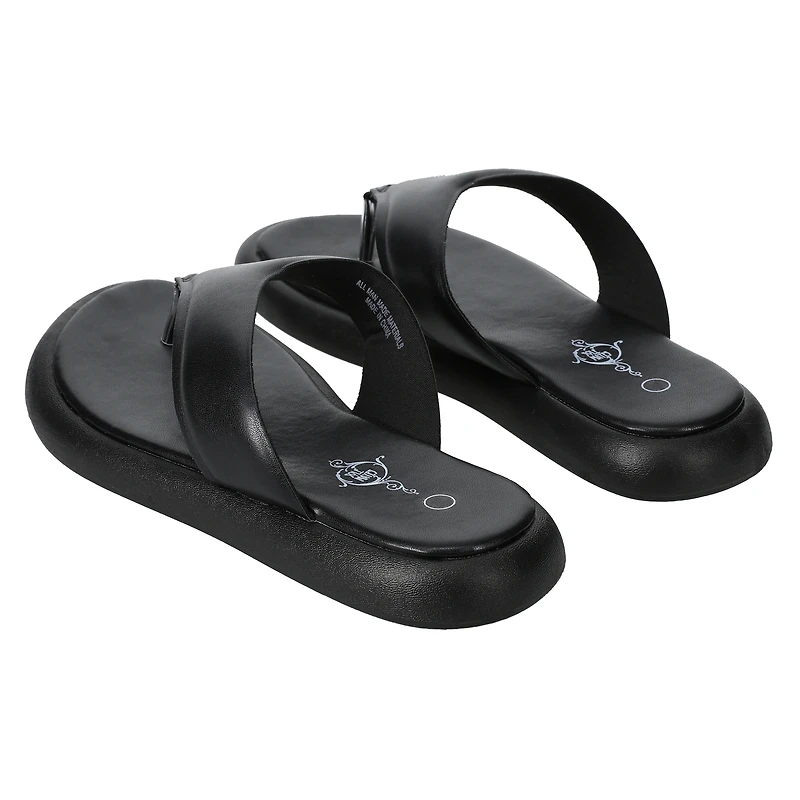 ladies green vegan leather flip flops