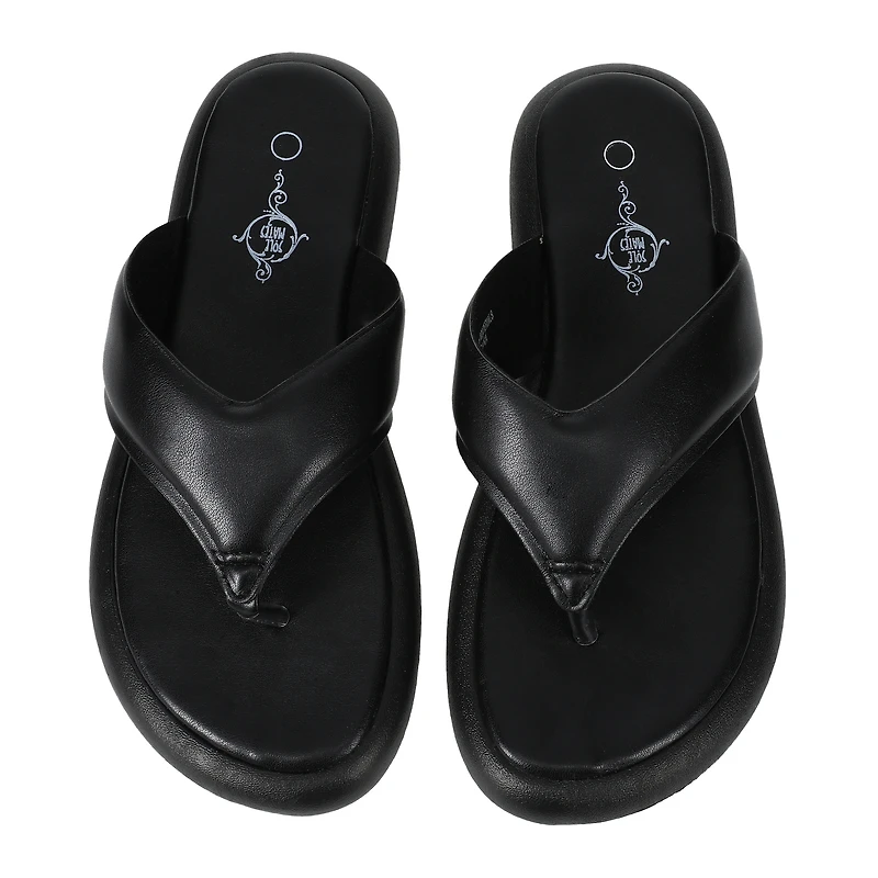 ladies green vegan leather flip flops