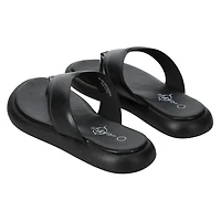 ladies green vegan leather flip flops