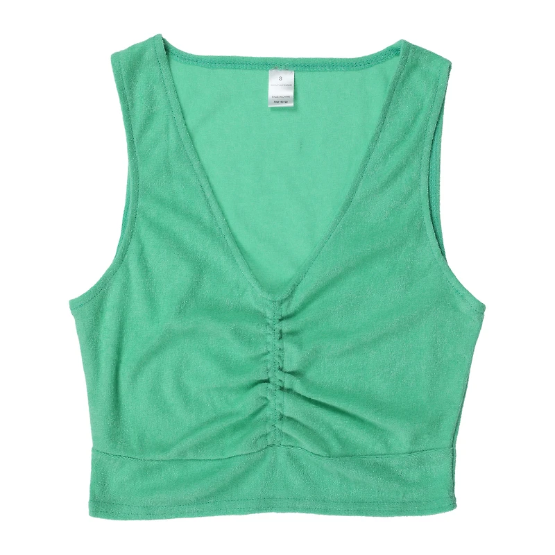 green terrycloth v-neck tank top