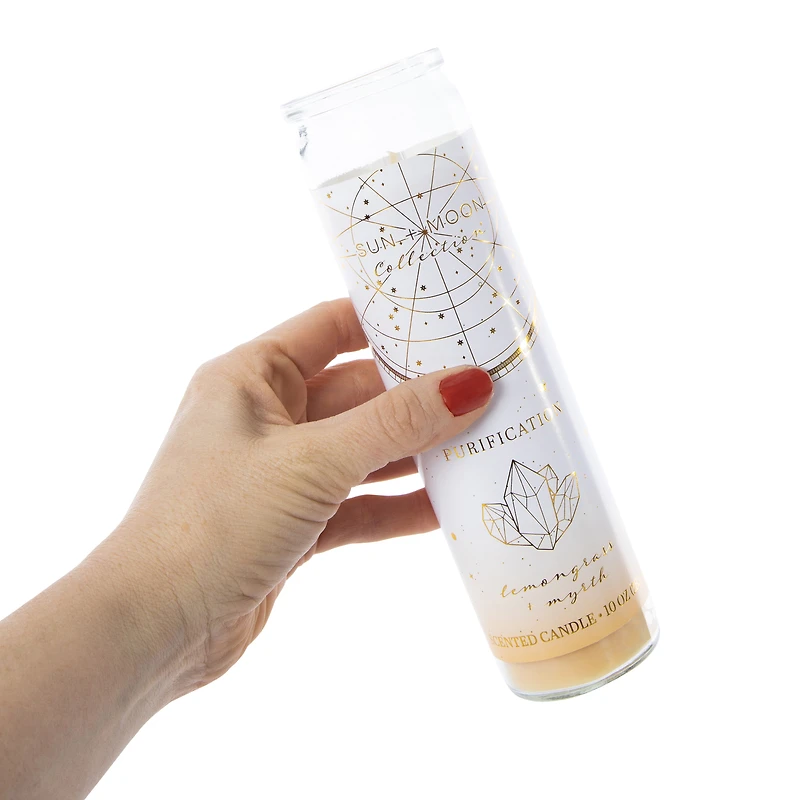 purification lemongrass & myrth scented pillar candle 10oz