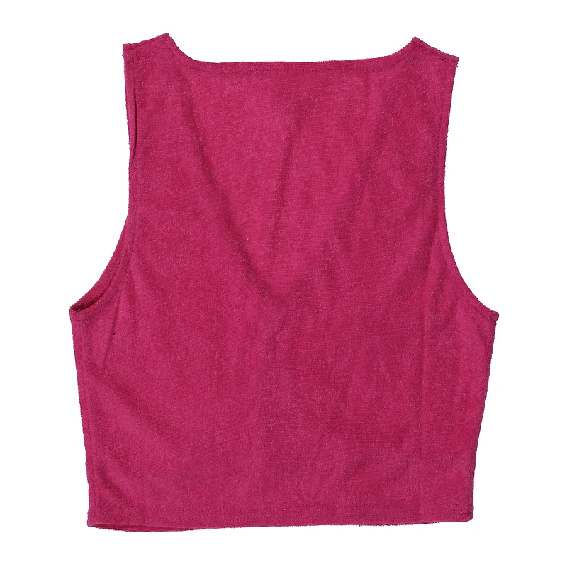 Pink Terrycloth V-Neck Tank Top