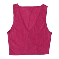 Pink Terrycloth V-Neck Tank Top