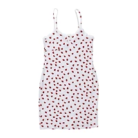 juniors strawberry print lace trim dress