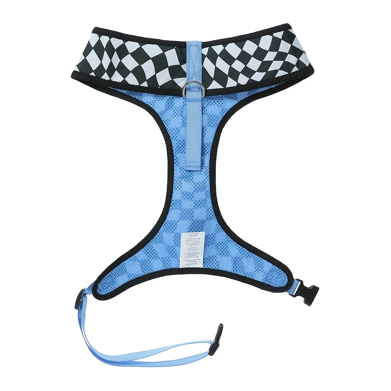 black & white checker pet harness